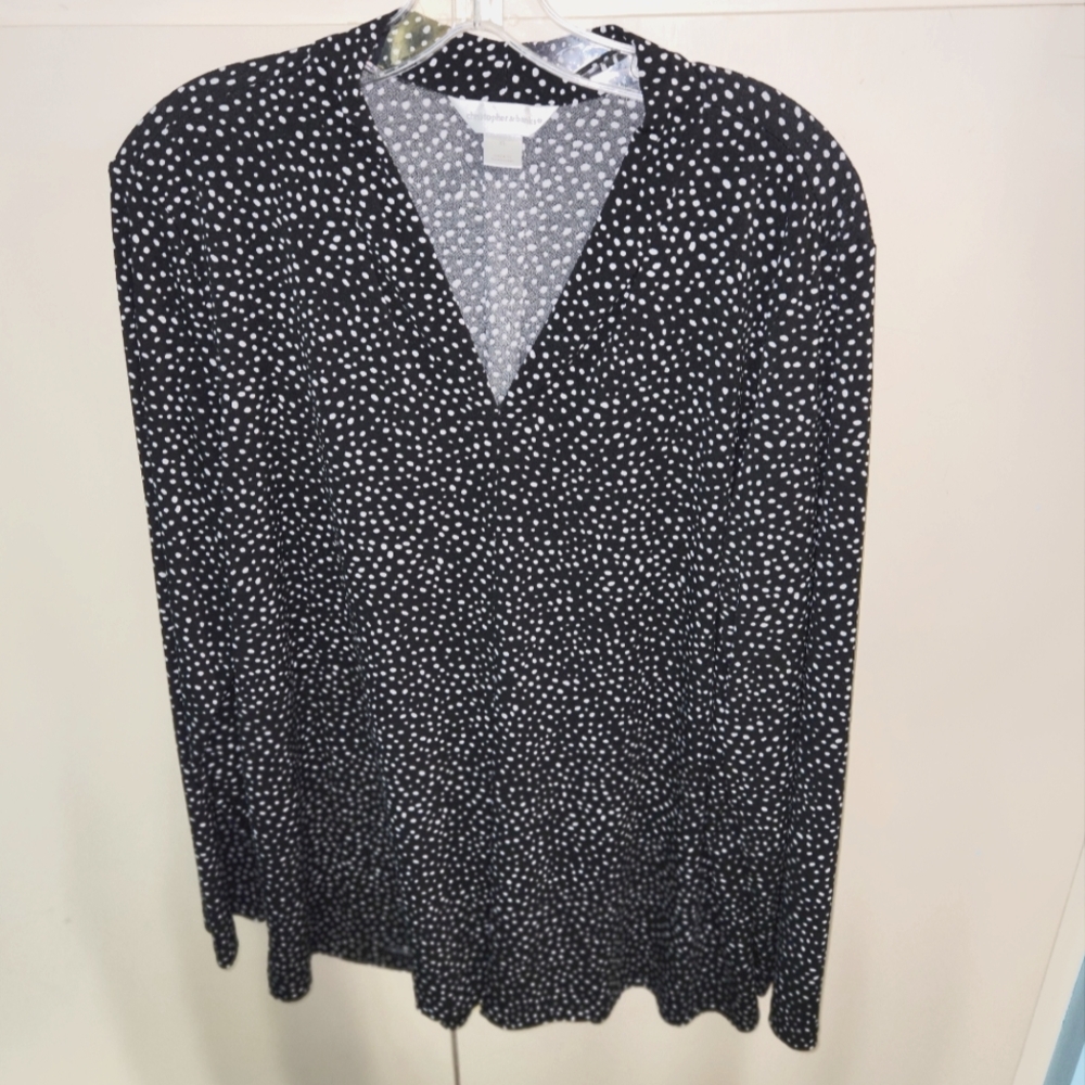 Christopher and Banks Blouse. XL. Medium weight. Black with white speckles. LW